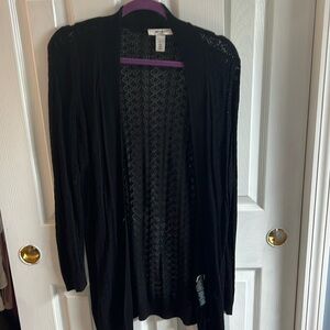 WHBM black pointelle cardigan